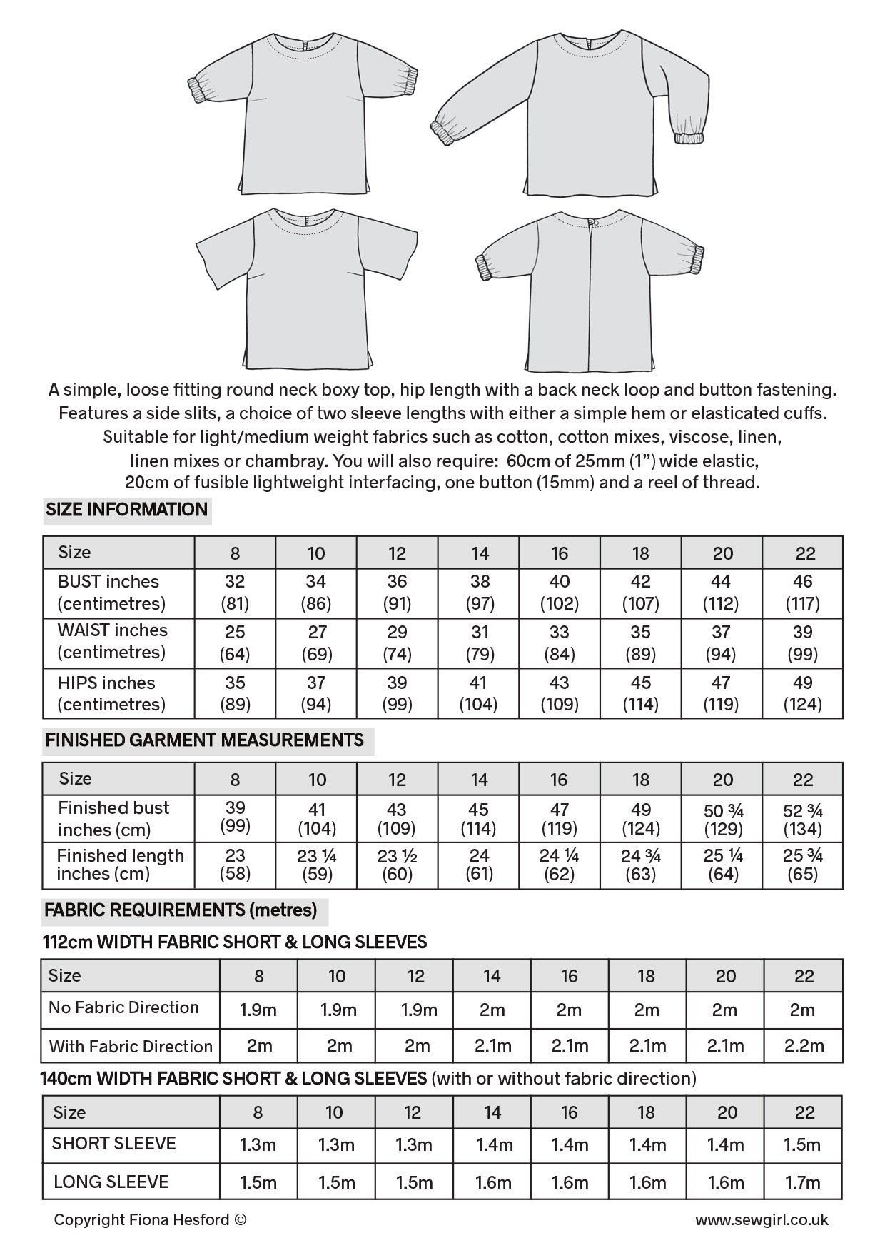 PEGGY TOP sewing pattern and KIT