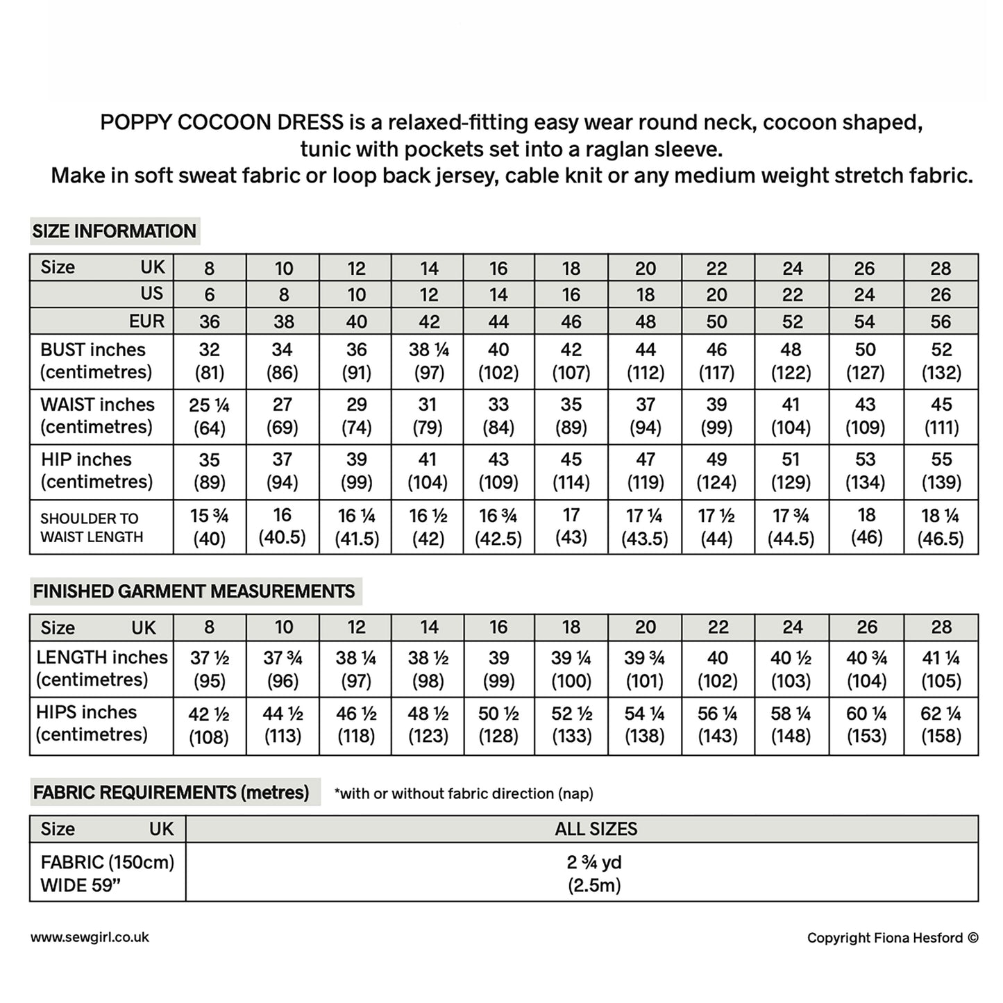 COCOON DRESS sewing pattern and kit