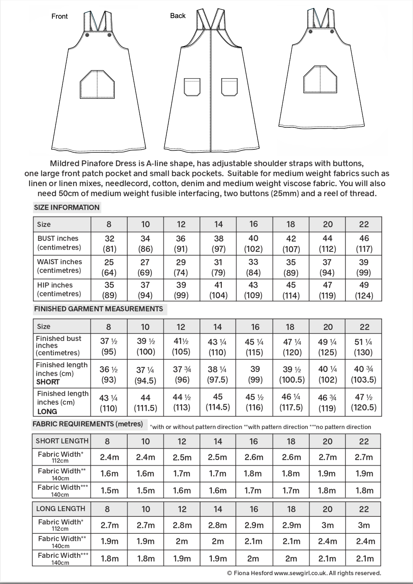 MILDRED PINAFORE sewing pattern