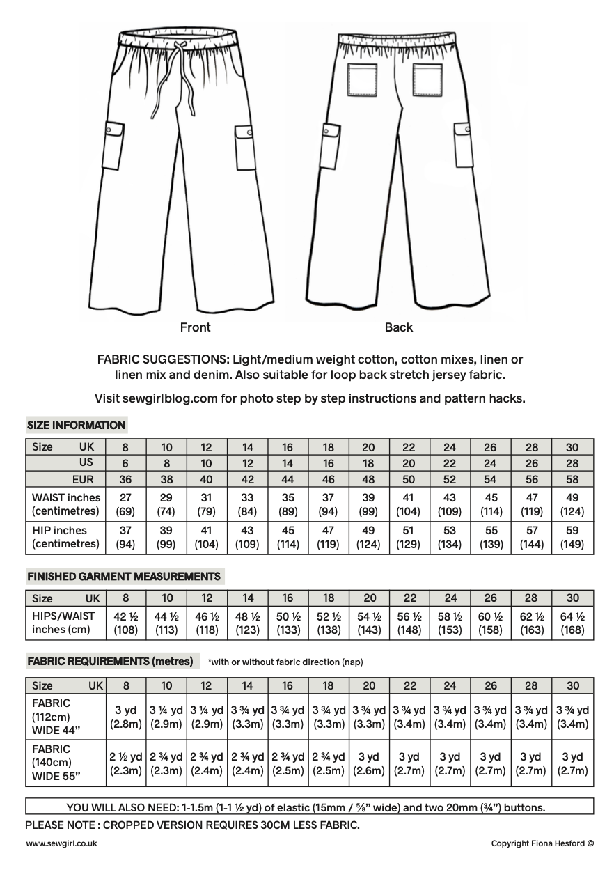 NORA TROUSERS PDF digital download sewing pattern