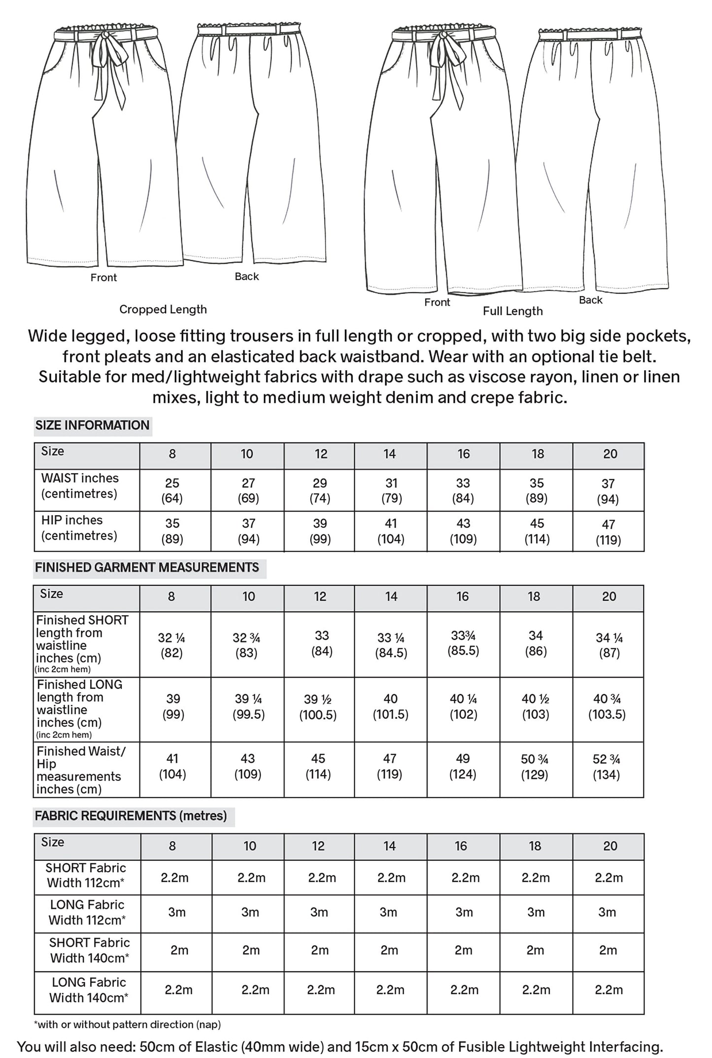 ELSIE CULOTTE TROUSERS sewing pattern