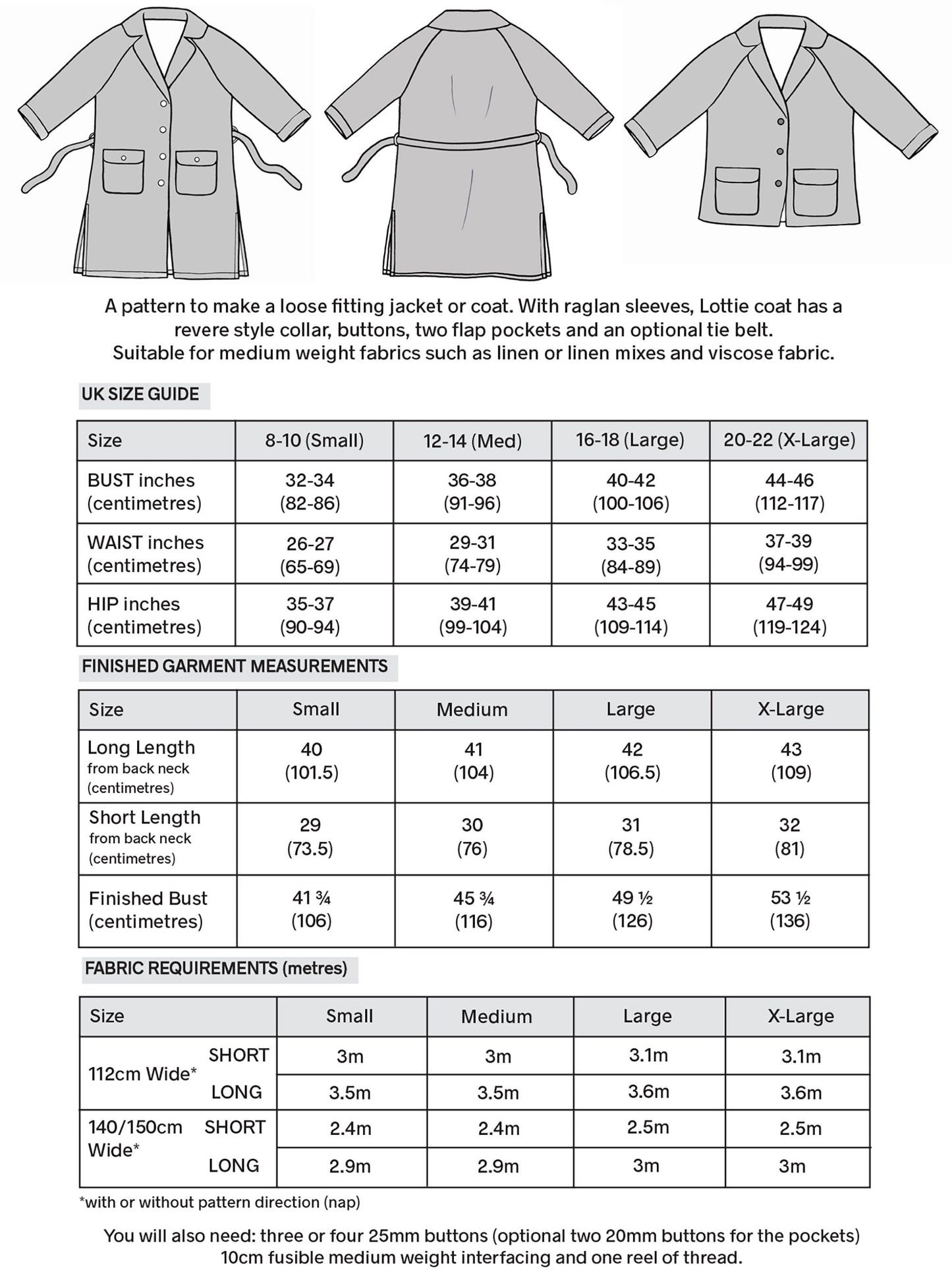 LOTTIE JACKET/COAT sewing pattern