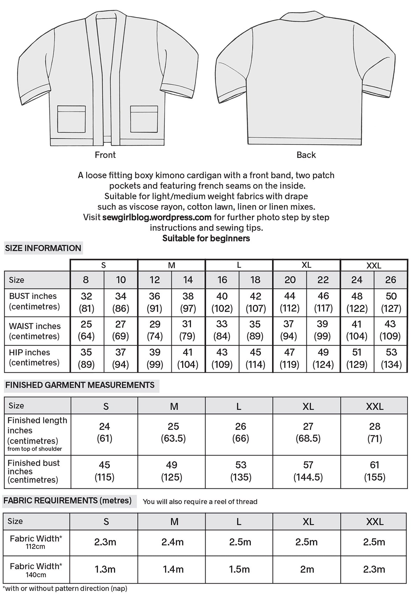 SUKI KIMONO PDF digital download sewing pattern