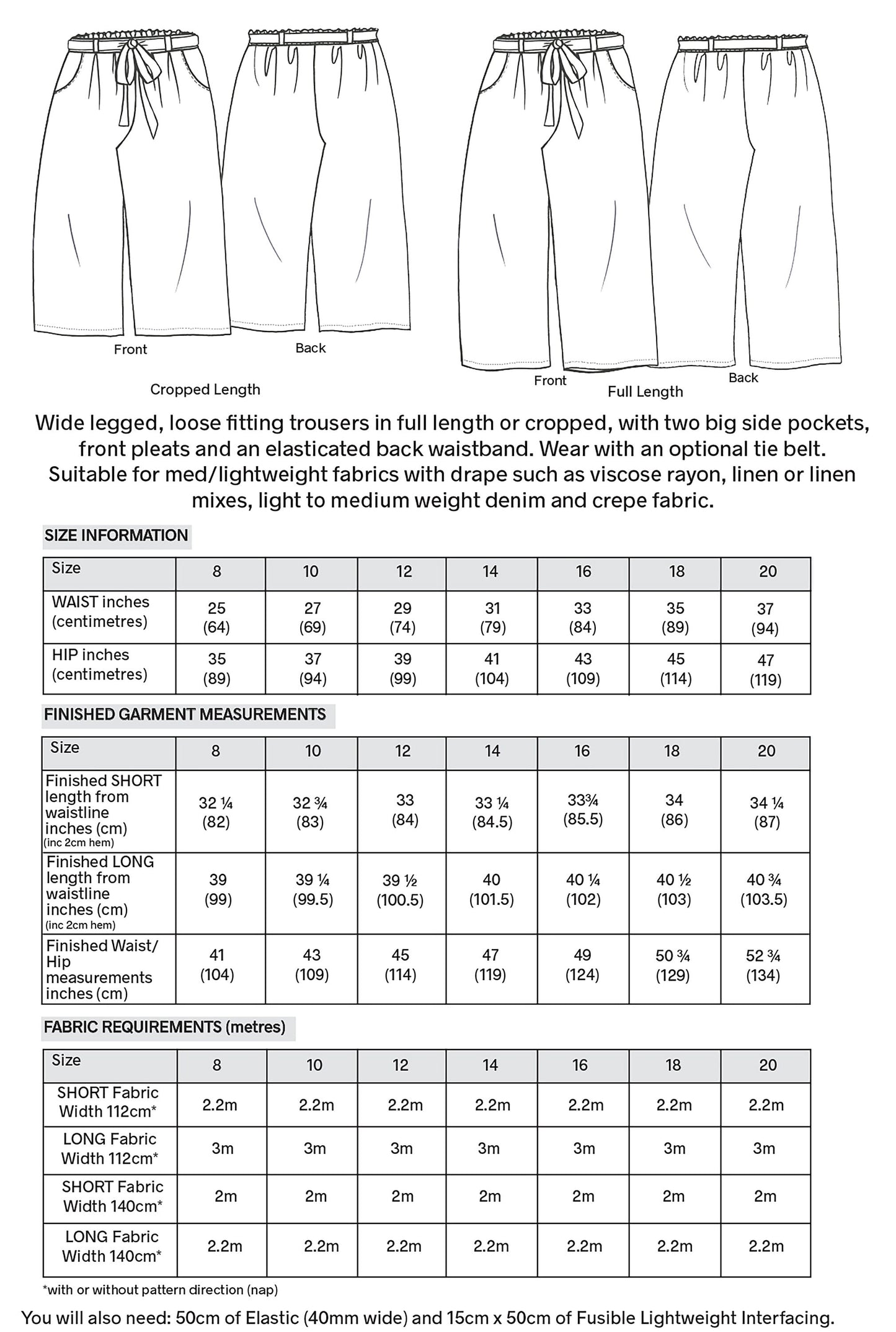 ELSIE TROUSERS PDF digital download sewing pattern