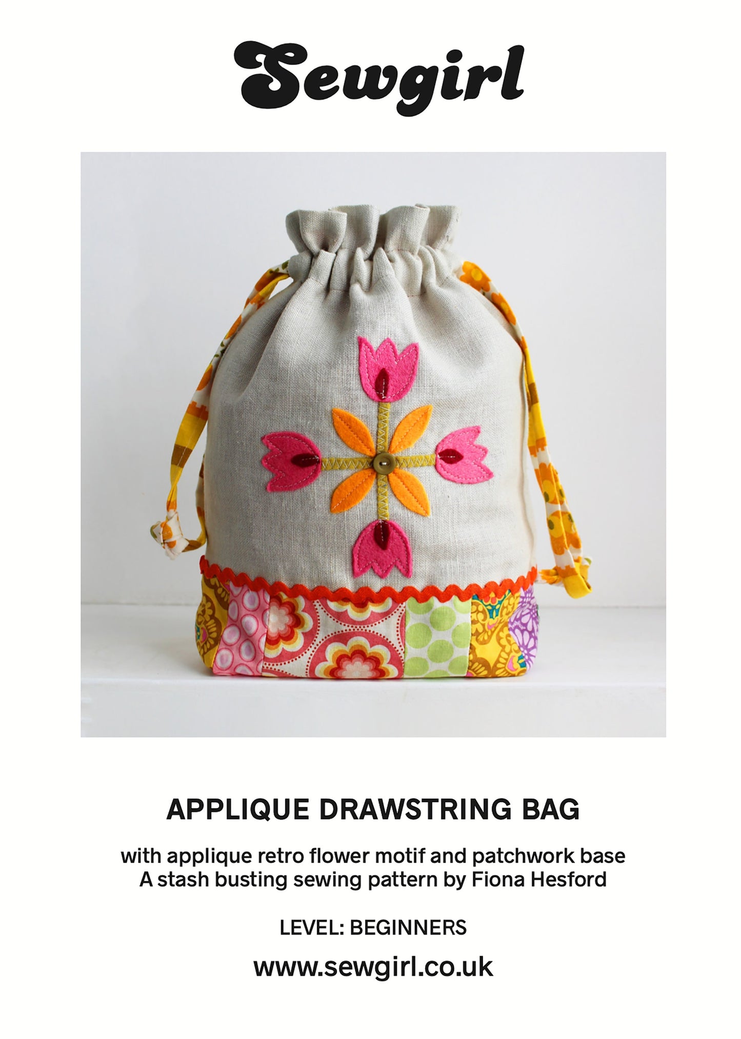 DRAWSTRING APPLIQUE BAG sewing pattern