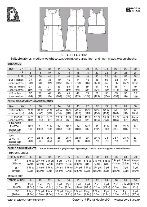 DAPHNE PINAFORE DRESS PDF digital download sewing pattern