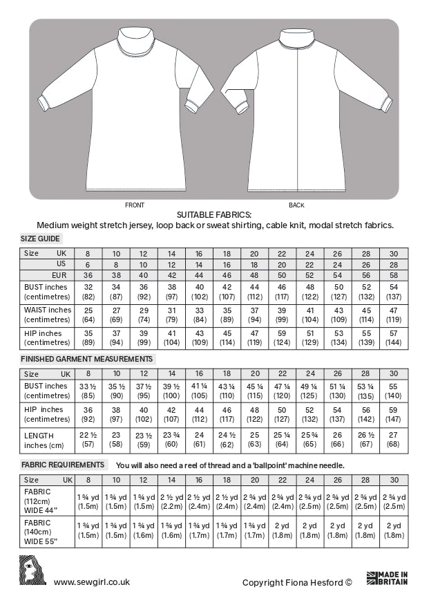 INGRID JERSEY TOP PDF digital download sewing pattern