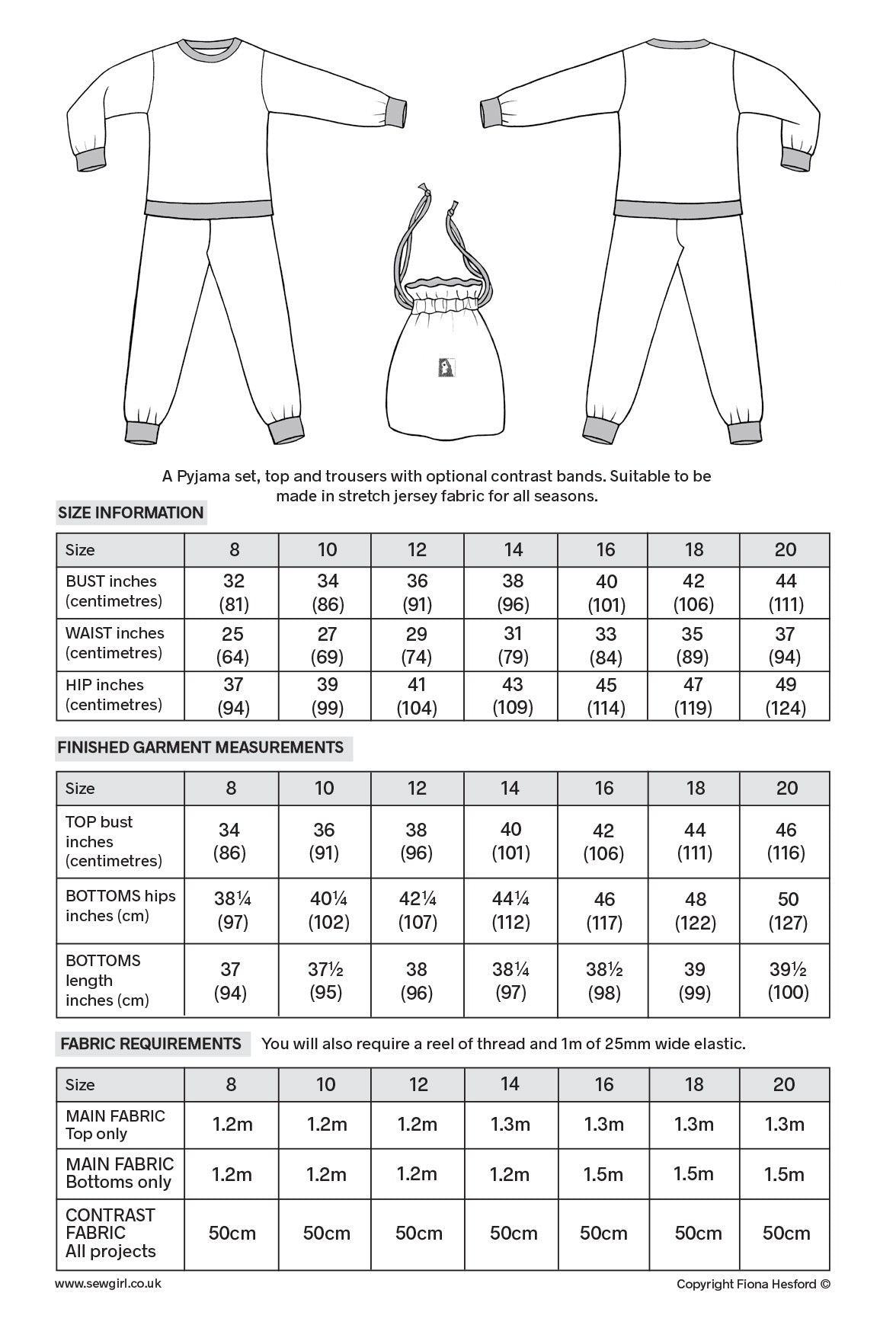 PIPPY PYJAMAS SET PDF DOWNLOAD sewing pattern