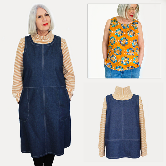 DAPHNE PINAFORE DRESS & TOP sewing pattern and KIT
