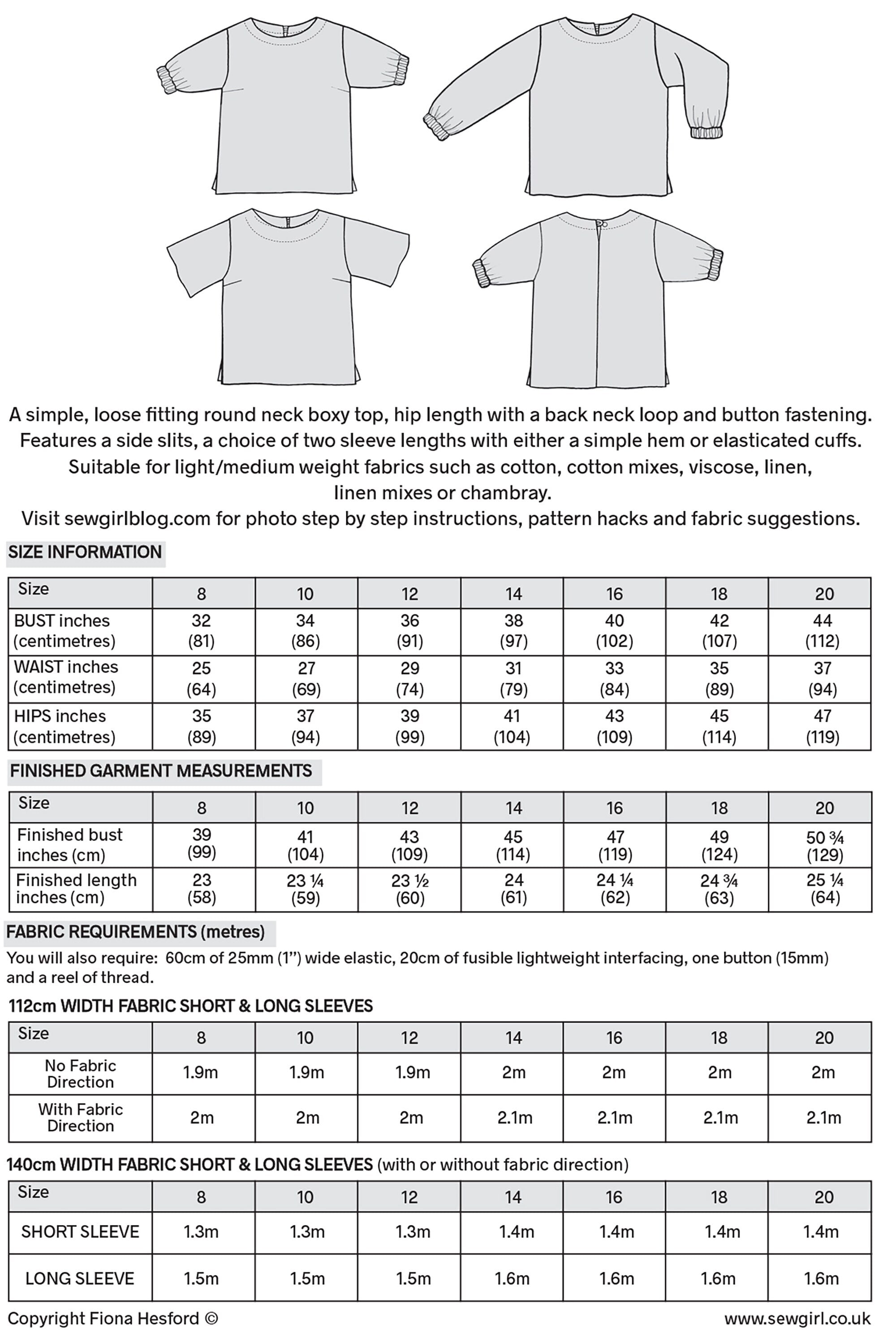 PEGGY TOP sewing pattern – Sewgirl UK
