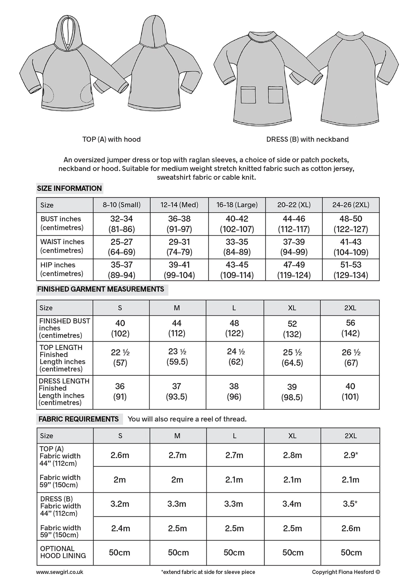MAISIE SWEATER DRESS/TOP PDF digital download sewing pattern